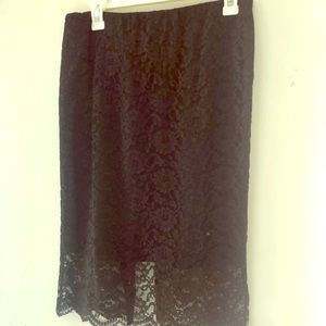 Black lace pencil skirt